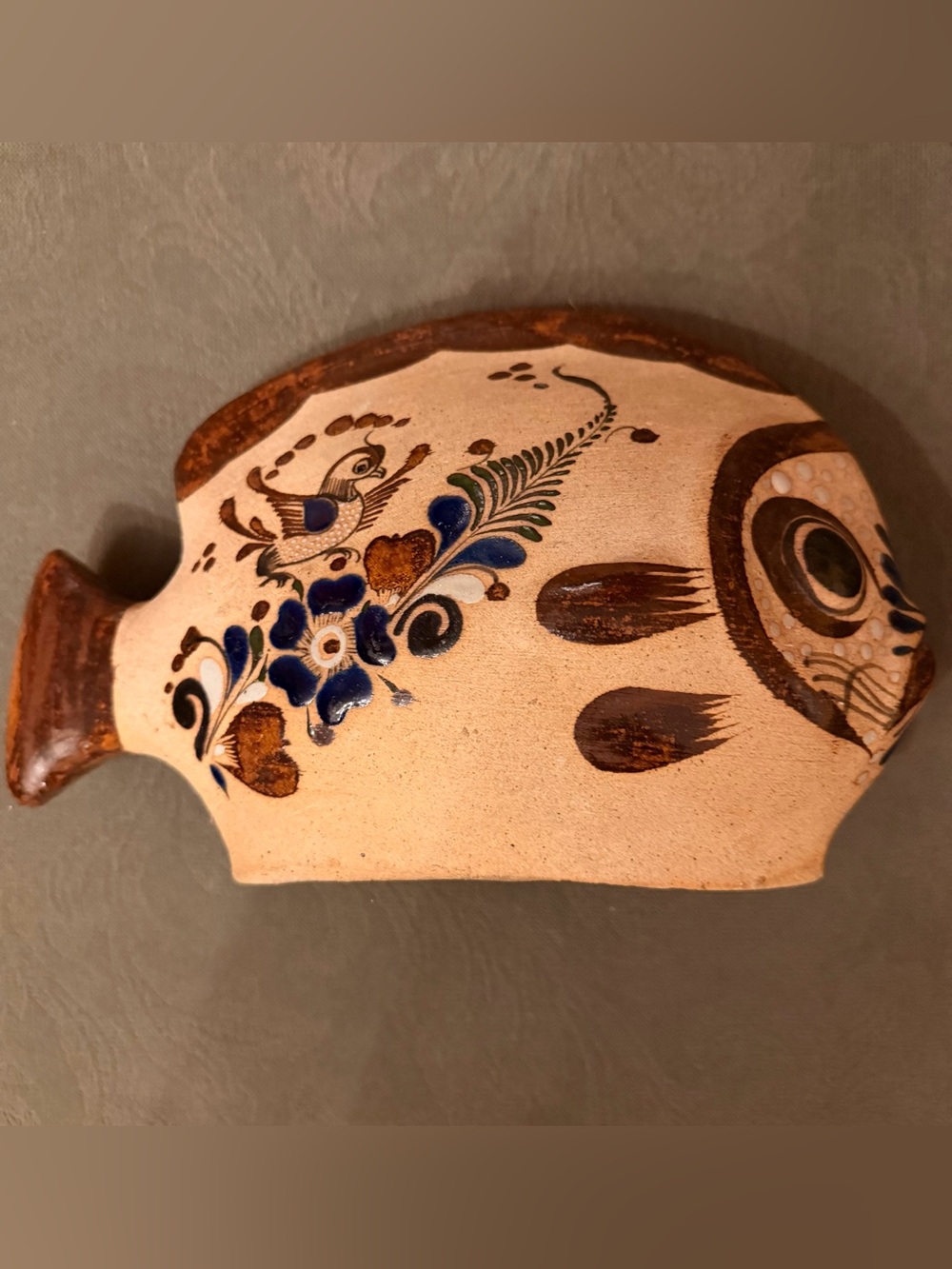 Large Vintage Tonala Mexican Pottery Fish